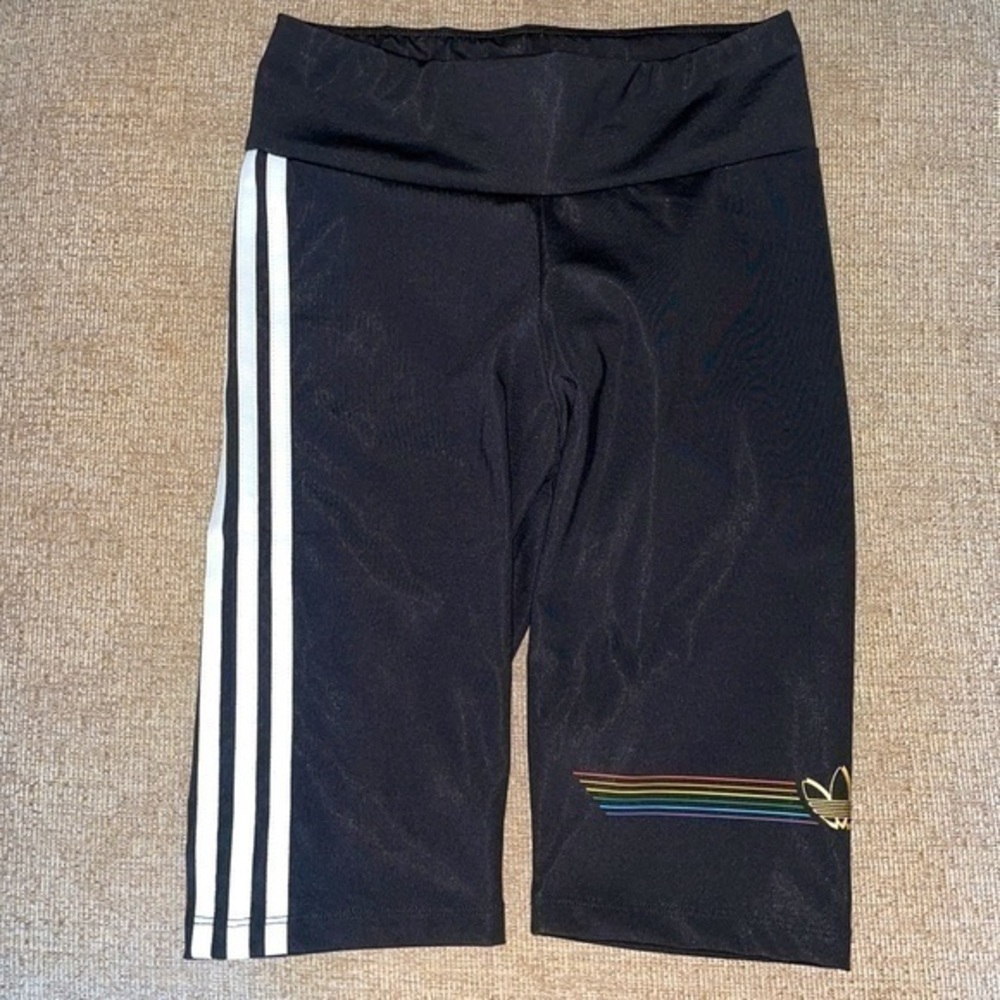 Adidas Pride Rainbow Athleisure Compression Stretch Workout Legging Bike Shorts
